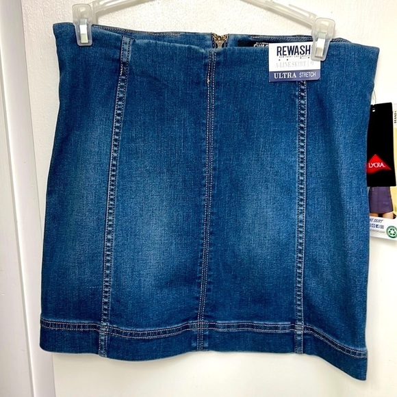 Rewash Dresses & Skirts - 88. REWASH ultra stretch denim A-Line skirt there is a back zipper, size 9